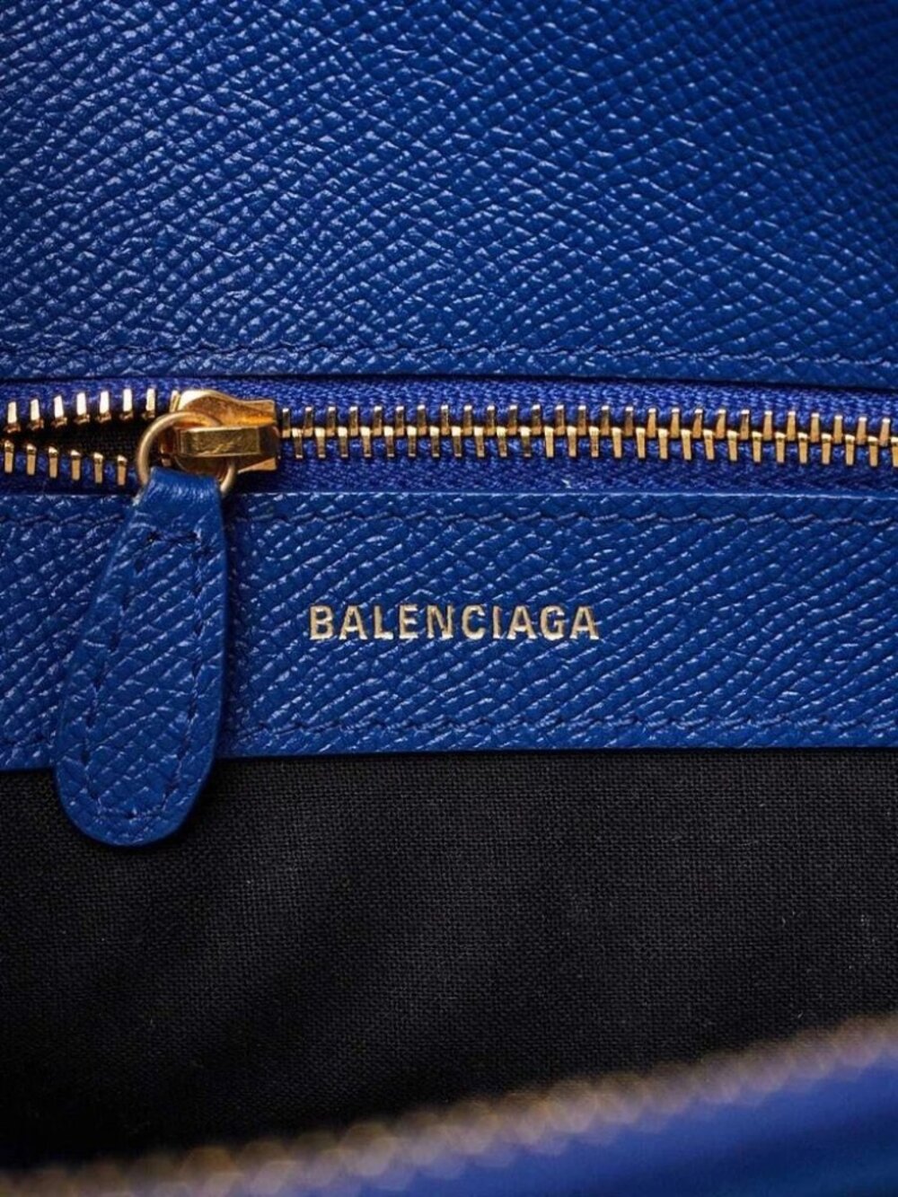 Balenciaga Blue Stamped Calfskin Leather Small Ville Satchel Bag - Picture 12 of 12